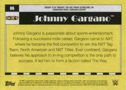 Johnny Gargano wrestling card from 2021 Topps Heritage with original glossachter