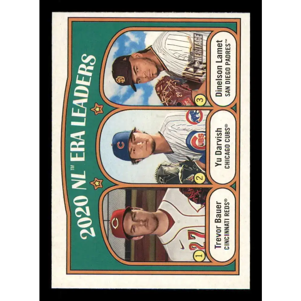 2021 Topps Heritage #91 Dinelson Lamet/Yu Darvish/Trevor Bauer NM-MT San Diego Padres/Chicago Cubs/Cincinnati Reds