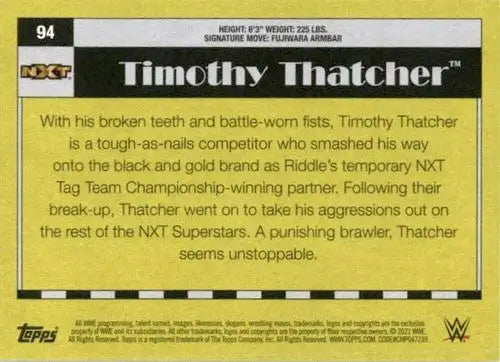2021 Topps Heritage Timothy Thatcher wrestling card with original gloss, popular among simply Sandoval collectors