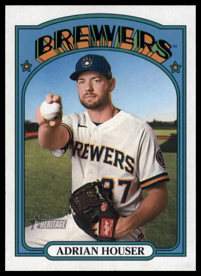 2021 Topps Heritage Adrian Houser 583 Milwaukee Brewers NM