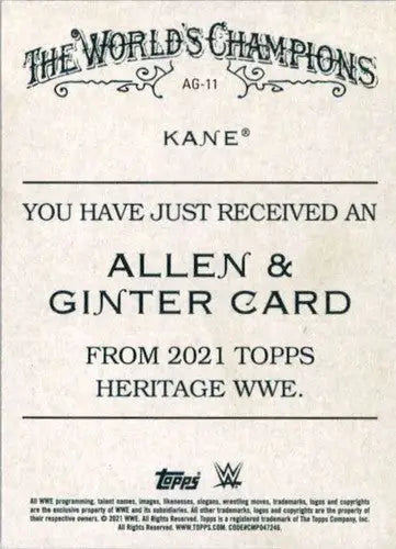 2021 Topps Heritage Allen and Ginter #AG-11 Kane NM-MT ID:58886 - Baseball Card Single