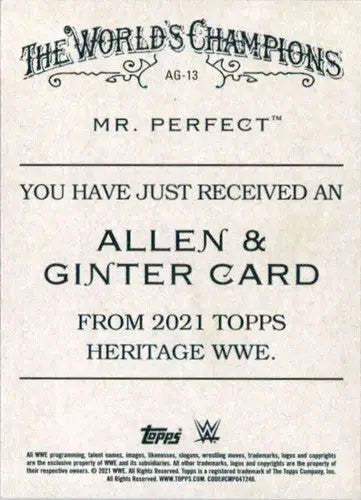 2021 Topps Heritage Allen and Ginter #AG-13 Mr. Perfect NM-MT - Baseball Card Single