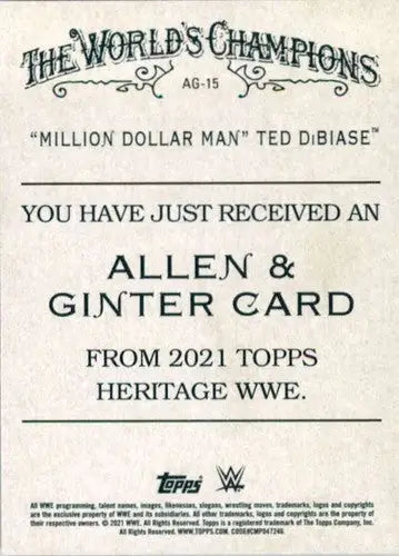 2021 Topps Heritage Allen and Ginter #AG-15 Million Dollar Man Ted DiBi ID:58890 - Baseball Card Single
