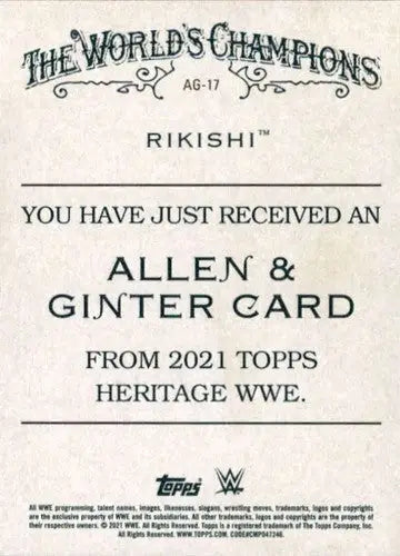 2021 Topps Heritage Allen and Ginter #AG-17 Rikishi NM-MT ID:58892 - Baseball Card Single