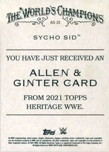 2021 Topps Heritage Allen and Ginter Sycho Sid trading card with original gloss