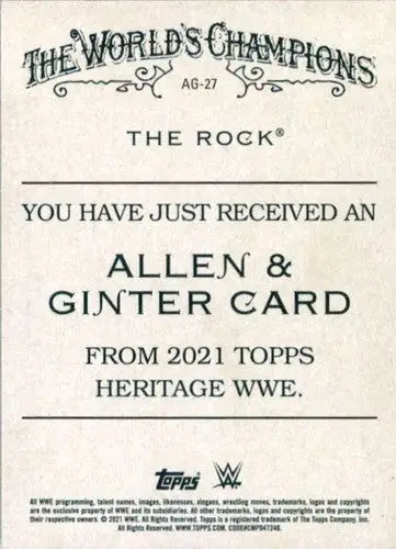 2021 Topps Heritage Allen and Ginter #AG-27 The Rock NM-MT ID:58902 - Baseball Card Single