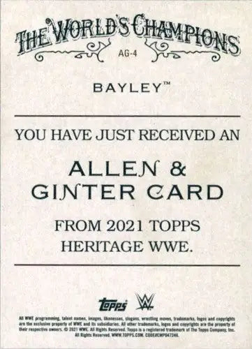 2021 Topps Heritage Allen and Ginter #AG-4 Bayley NM-MT ID:58879 - Baseball Card Single