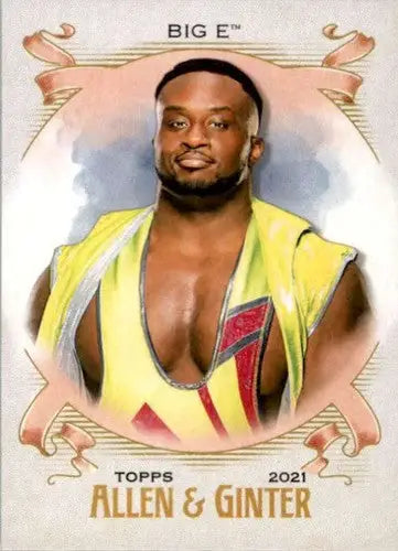 Original gloss of a collectible wrestling trading card from Topps Heritage featuring Big E