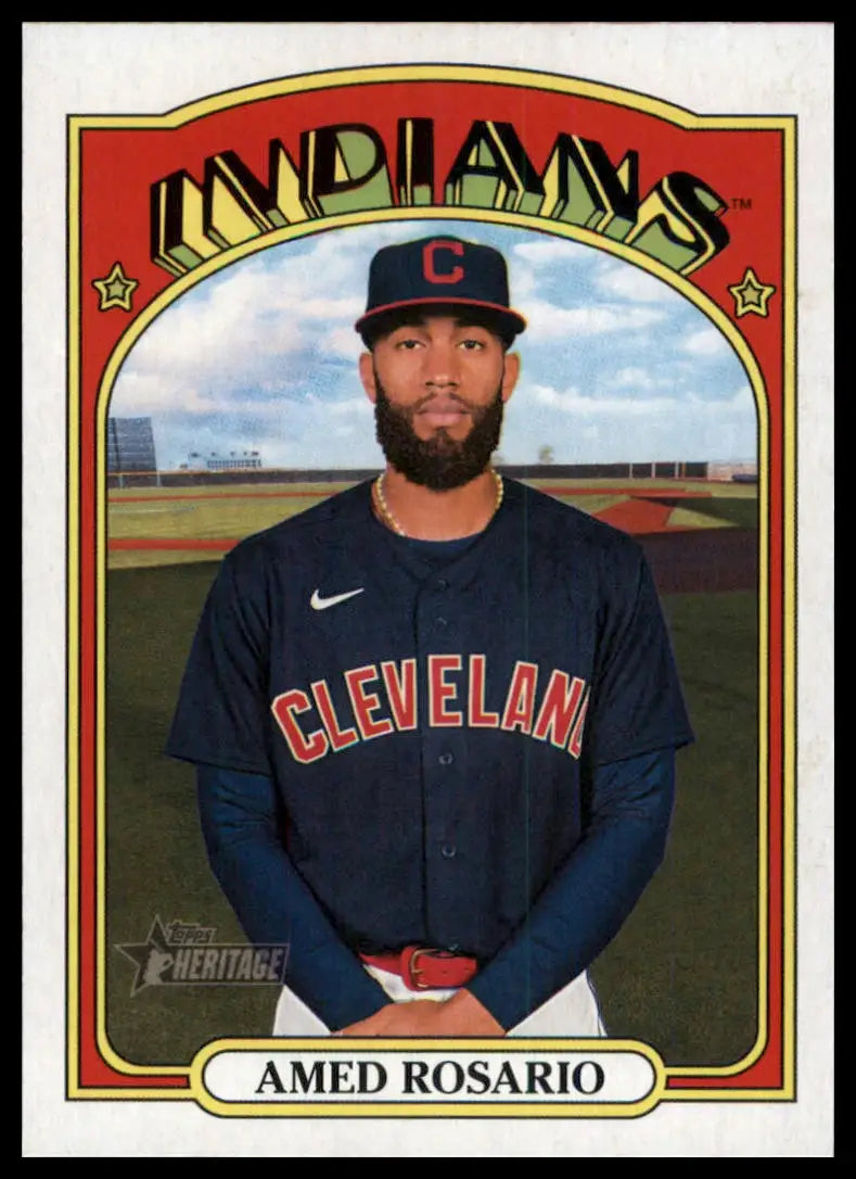 2021 Topps Heritage Amed Rosario 683 Cleveland Indians NM - Baseball Card Single
