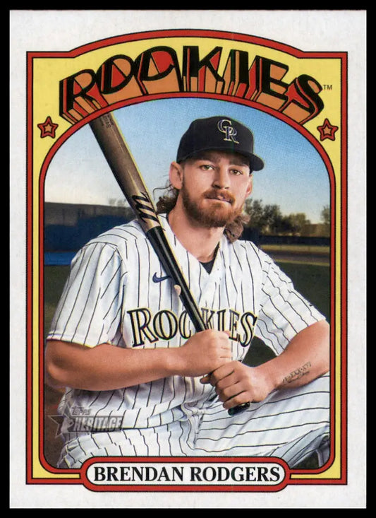 2021 Topps Heritage Brendan Rodgers 593 Colorado Rockies NM - Baseball Card Single