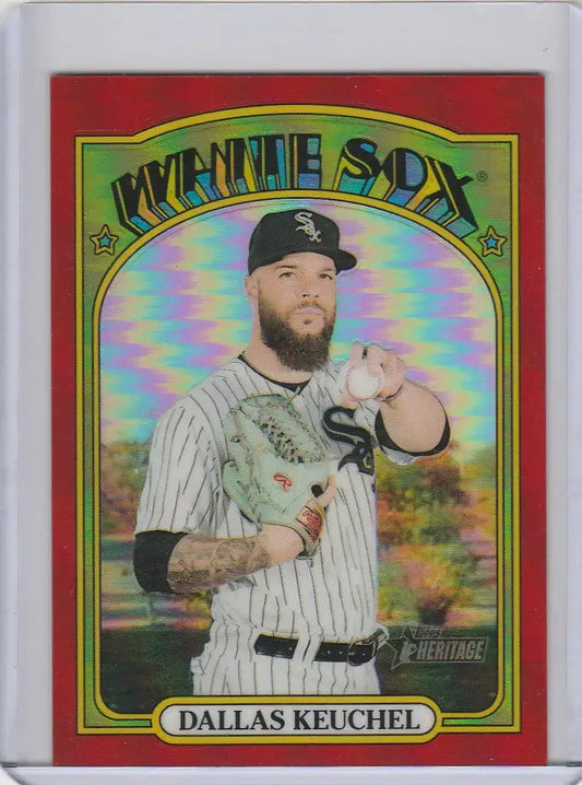 2021 Topps Heritage Chrome Red #80 Dallas Keuchel Chicago White Sox 57/372 - Baseball Card Single