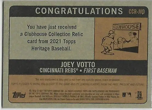 Original gloss of Joey Votto baseball card from Topps Heritage Clubhouse Collection