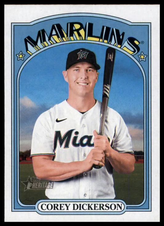 2021 Topps Heritage Corey Dickerson 513 Miami Marlins NM - Baseball Card Single