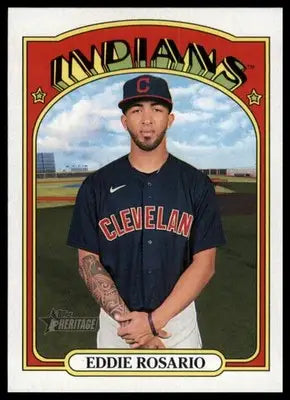 2021 Topps Heritage Eddie Rosario 562 Cleveland Indians NM - Baseball Card Single