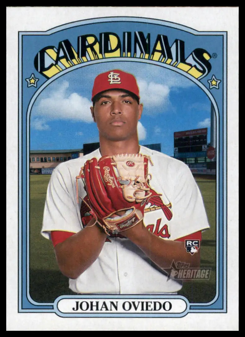 2021 Topps Heritage Johan Oviedo RC 661 St. Louis Cardinals NM - Baseball Card Single
