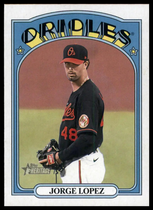2021 Topps Heritage Jorge Lopez 673 Baltimore Orioles NM - Baseball Card Single