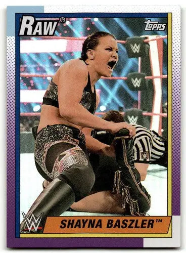 Shayna Baszler wrestling card from 2021 Topps Heritage Rainbow Foil collection