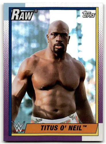Titus O’Neil wrestling card from 2021 Topps Heritage Rainbow Foil series
