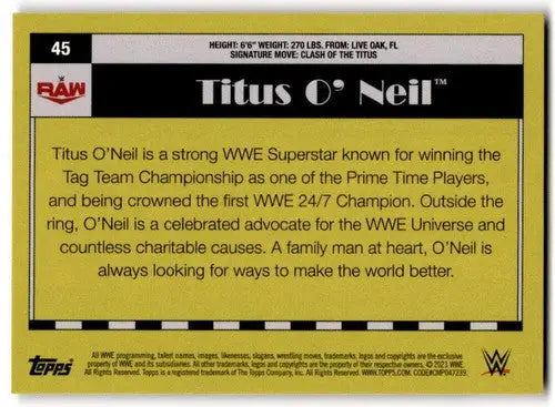 Titus O Neil wrestling card from 2021 Topps Heritage Rainbow Foil set, NM-MT Rookie