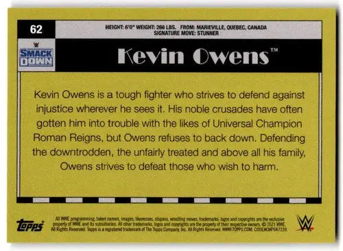 Kevin Owens 2021 Topps Heritage Rainbow Foil wrestling card with original gloss