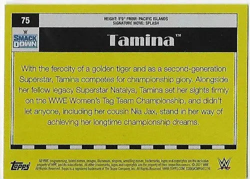 2021 Topps Heritage Rainbow Foil Wrestling Trading Card featuring Tamina Rookie NM-MT