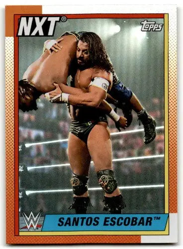 Santos Escobar wrestling card with original gloss from 2021 Topps Heritage Rainbow Foil series