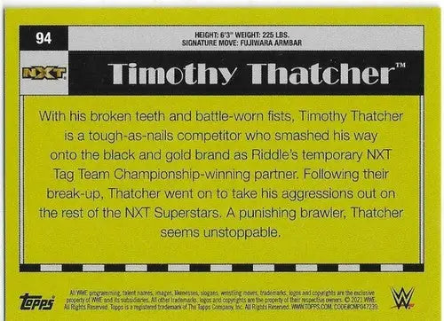 Timothy Thatcher wrestling card from 2021 Topps Heritage Rainbow Foil with original gloss