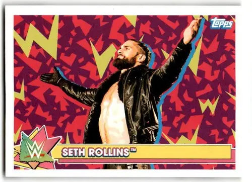 Original gloss 2021 Topps Heritage Superstar Stickers Seth Rollins wrestling card