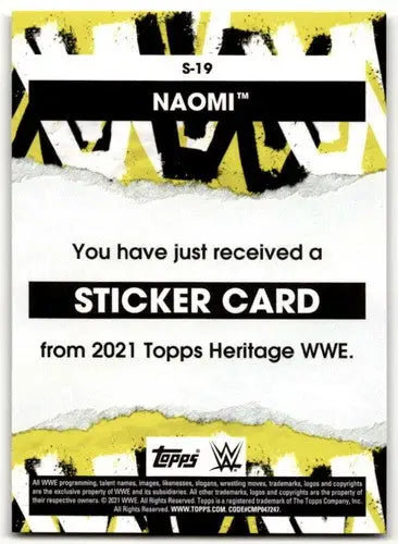 2021 Topps Heritage Superstar Stickers #S-19 Naomi NM-MT - Non-Sports Card Single