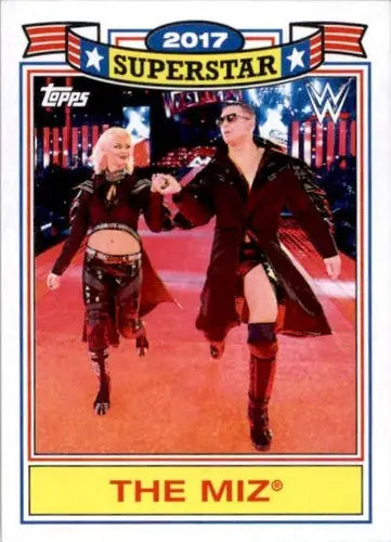 Wrestling trading card featuring The Miz and Maryse from 2021 Topps Heritage simply sandoval original gloss cards typically sell