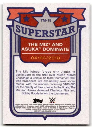 2021 Topps Heritage Superstar Tribute The Miz #TM-18 The Miz and Asuka Dominate - Wrestling Card Single