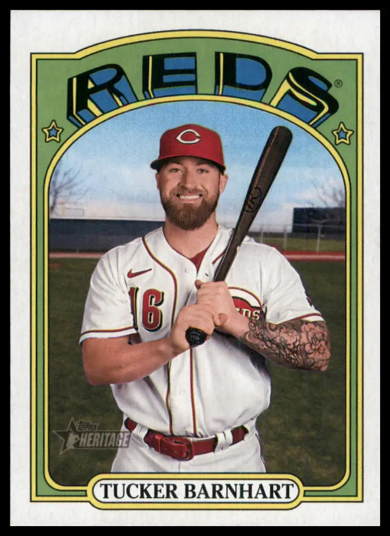 2021 Topps Heritage Tucker Barnhart 507 Cincinnati Reds NM - Baseball Card Single