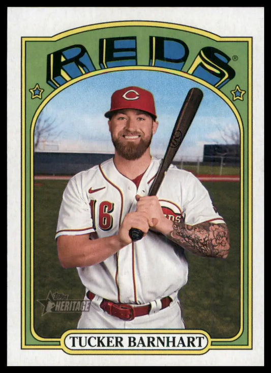2021 Topps Heritage Tucker Barnhart 507 Cincinnati Reds NM - Baseball Card Single