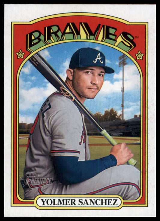 2021 Topps Heritage Yolmer Sanchez 585 Atlanta Braves NM - Baseball Card Single