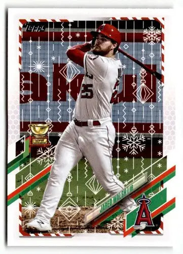 Original gloss 2021 Topps Holiday HW107 Jared Walsh baseball card image