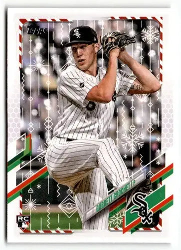 2021 Topps Holiday Garrett Crochet baseball card with original gloss, pitcher edition