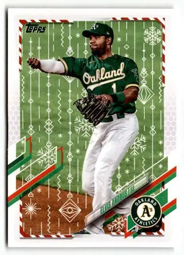 2021 Topps Holiday Elvis Andrus baseball card with original gloss and NrMt-Mt condition