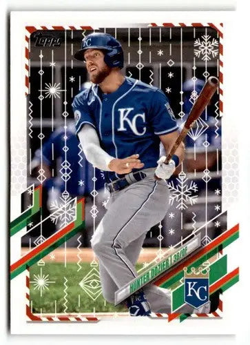2021 Topps Holiday HW121 Hunter Dozier baseball card with original gloss in mint condition