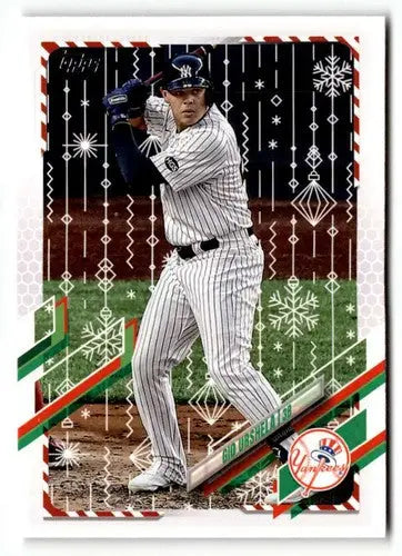 Baseball card featuring Gleyber Torres from 2021 Topps Holiday HW134 Gio Urshela series