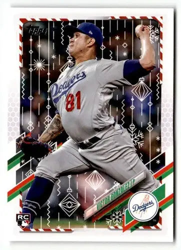 2021 Topps Holiday HW166 Victor Gonzalez baseball card front view Close-up