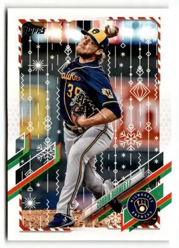 2021 Topps Holiday HW26 Corbin Burnes baseball card with original gloss