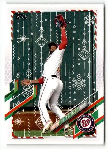 2021 Topps Holiday HW32 Victor Robles baseball card with original gloss artifact