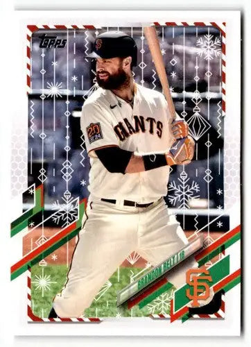 2021 Topps Holiday HW40 Brandon Belt baseball card with original gloss image