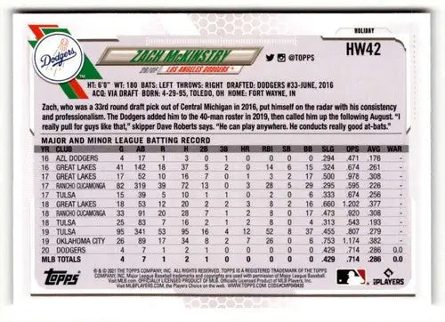 2021 Topps Holiday #HW42 Zach McKinstry NrMt-Mt ID:50336 - Baseball Card Single