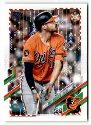2021 Topps Holiday HW85 Trey Mancini baseball card in mint condition