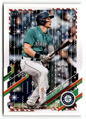 Original gloss 2021 Topps Holiday HW86 Jarred Kelenic baseball card in mint condition