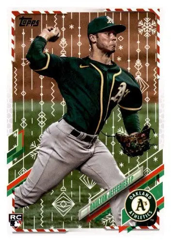 Baseball card featuring Daulton Jefferies Rookie from 2021 Topps Holiday Mega Box