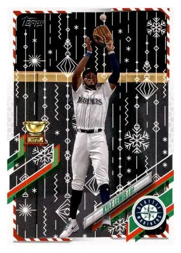 Baseball card from 2021 Topps Holiday Mega Box featuring Kyle Lewis Rookie Mariners