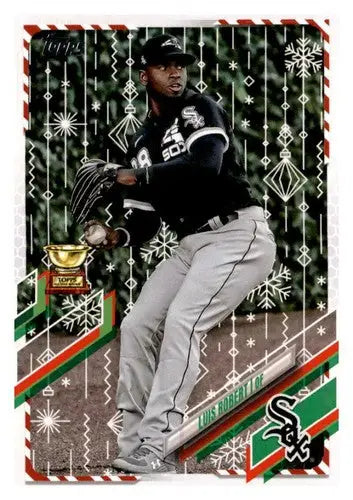 Luis Robert baseball card from 2021 Topps Holiday Mega Box with original gloss