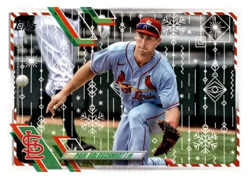 2021 Topps Holiday Mega Box Paul Goldschmidt baseball card with original gloss and Simply Sandoval features